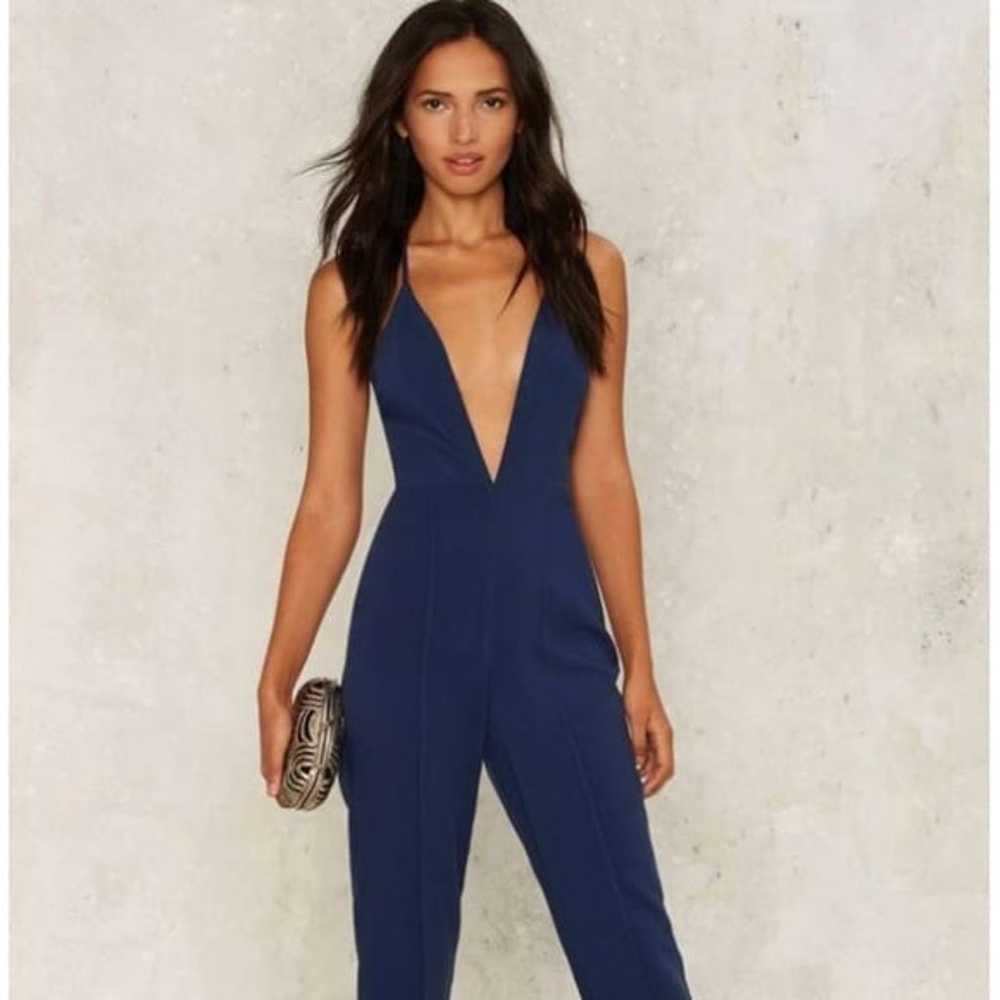 Nasty Gal Blue Deep Plunge Jumpsuit - image 5