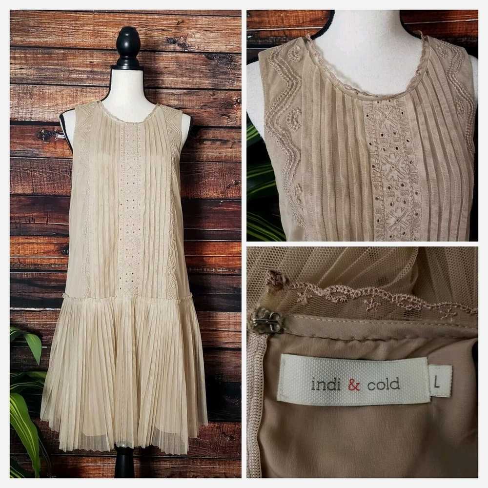 Indi & Cold Dress Size Large Dropwaist Pleated Em… - image 1