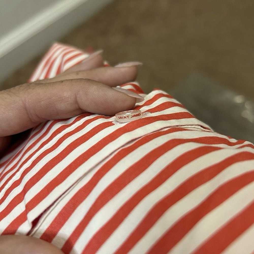 Saint James Striped Collared Dress Red White Size… - image 10