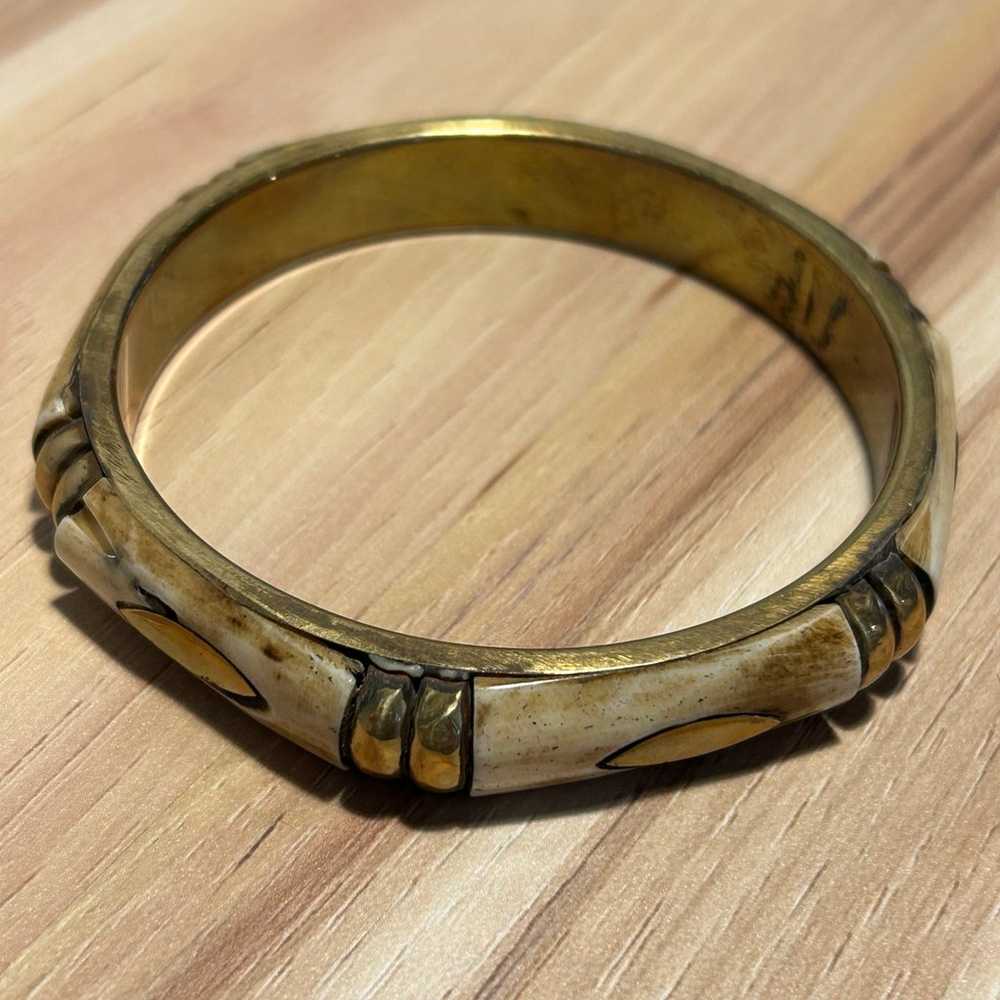 Vintage brass and bone bangle - image 1