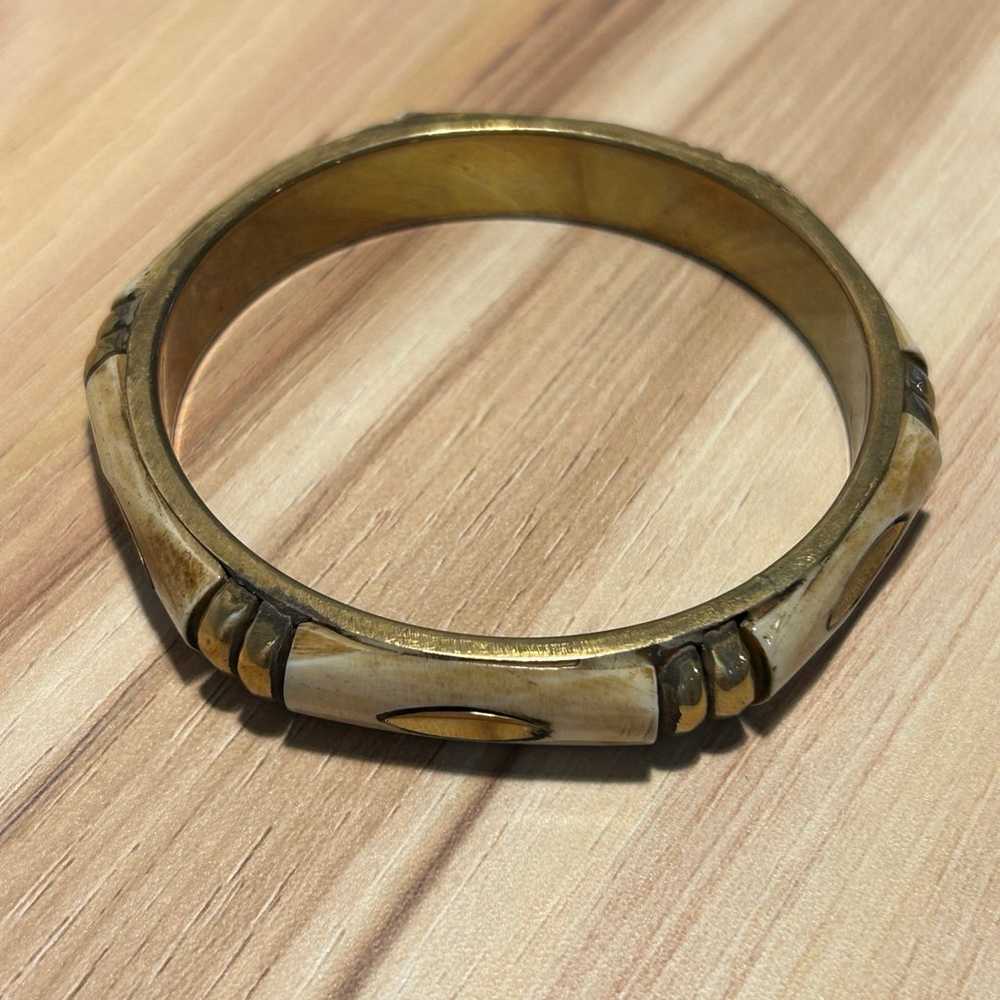 Vintage brass and bone bangle - image 2