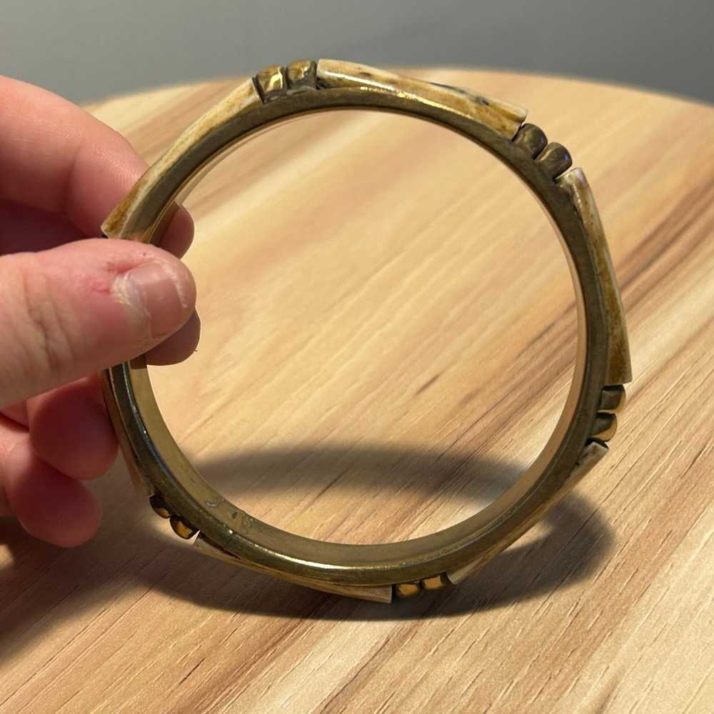 Vintage brass and bone bangle - image 5