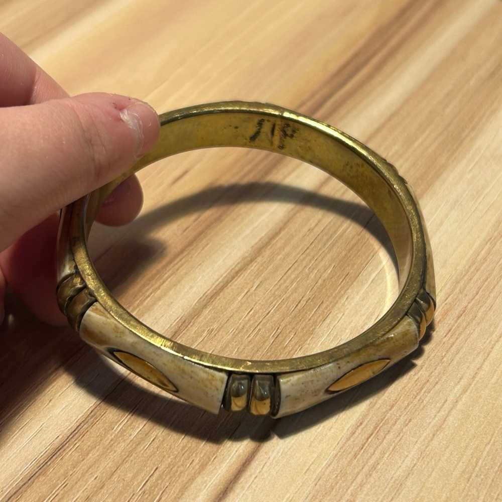 Vintage brass and bone bangle - image 6