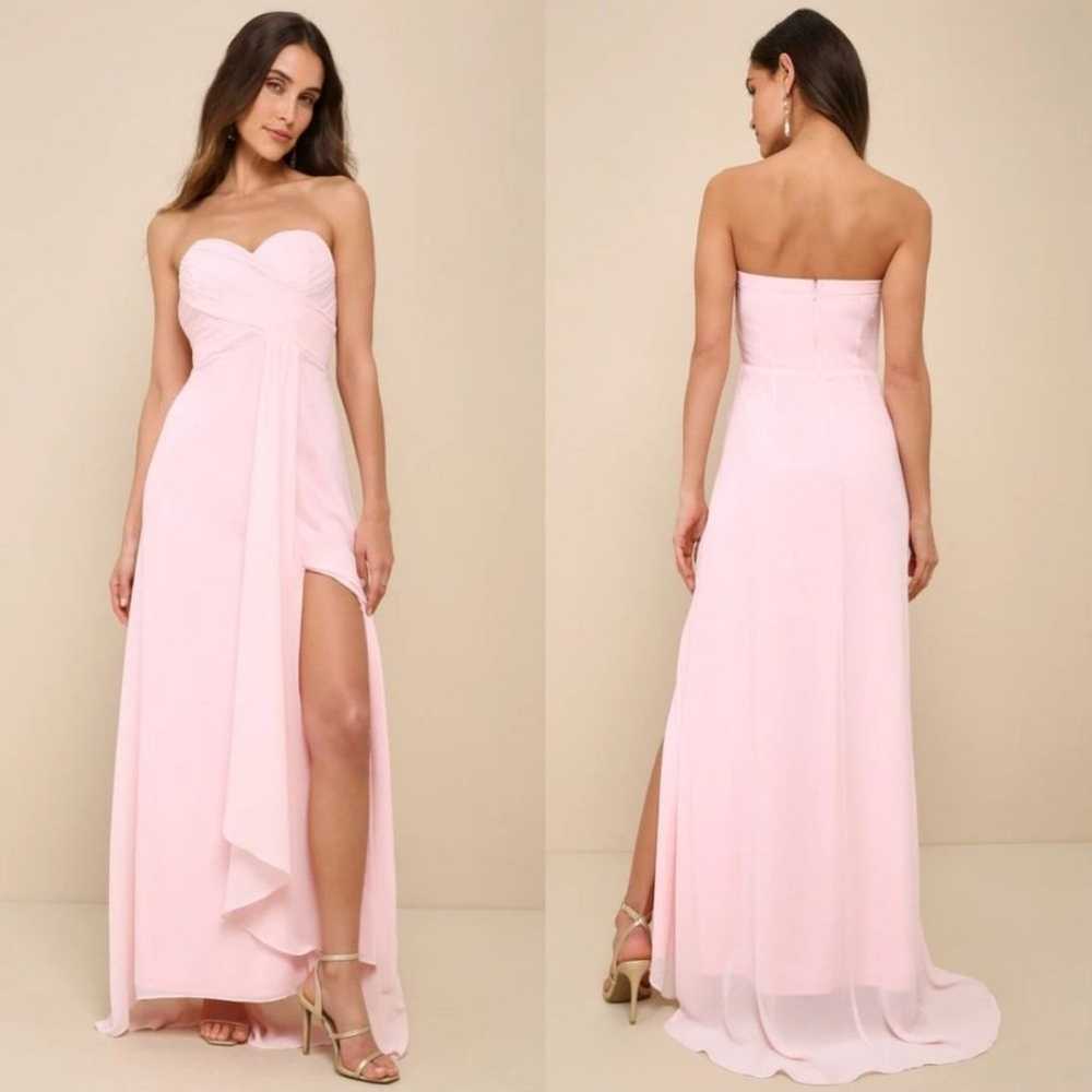 Lulu's Splendid Aura Light Pink Chiffon Pleated S… - image 1