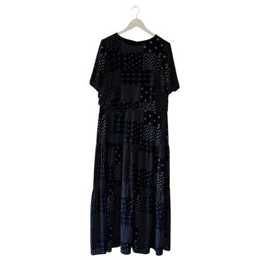 Ralph Lauren Patchwork Crepe Maxi dress Navy Whit… - image 4