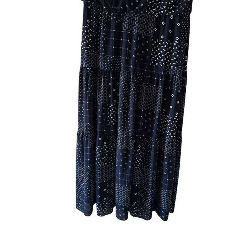 Ralph Lauren Patchwork Crepe Maxi dress Navy Whit… - image 7