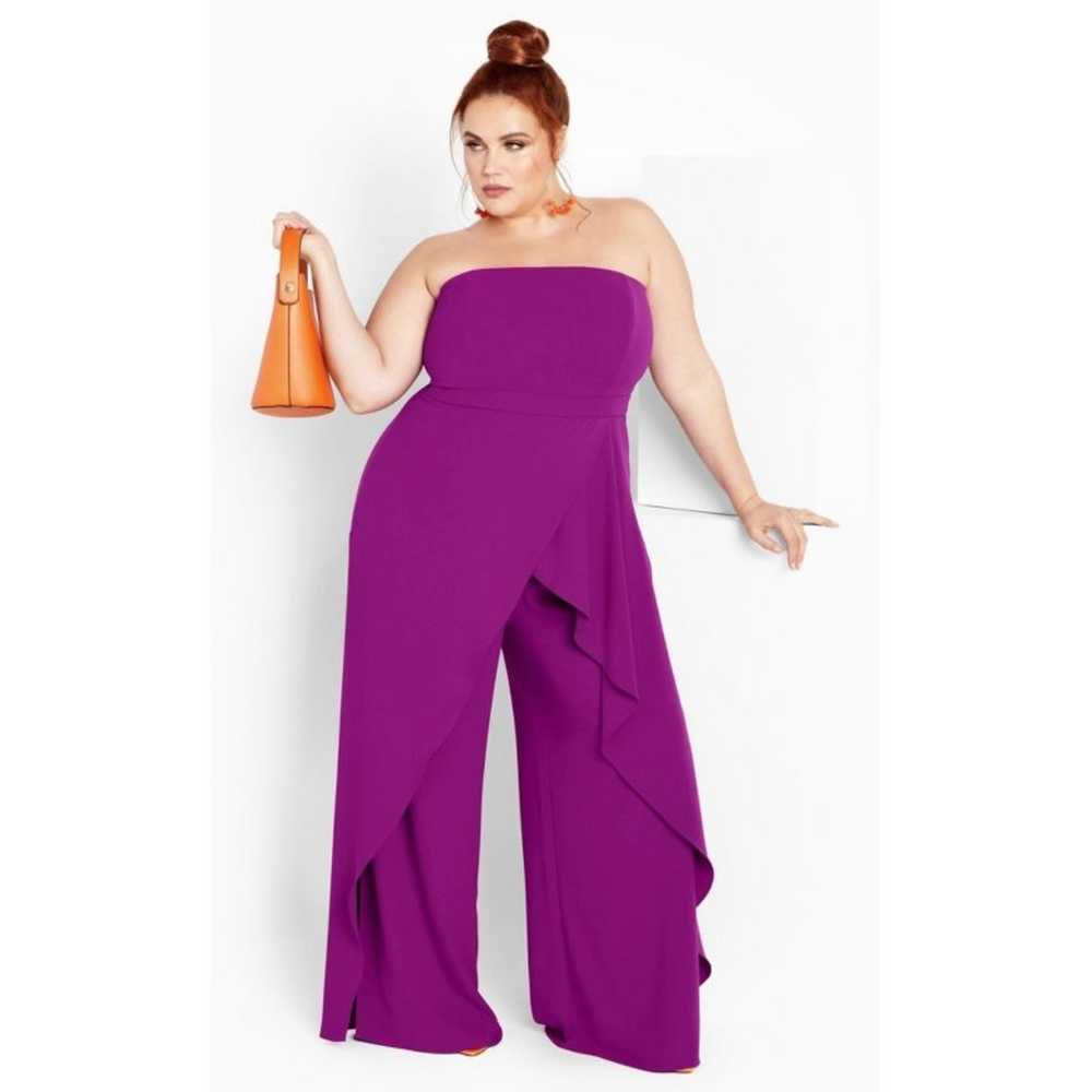 City Chic NWOT Plus size Jumpsuit Purple Magenta … - image 1