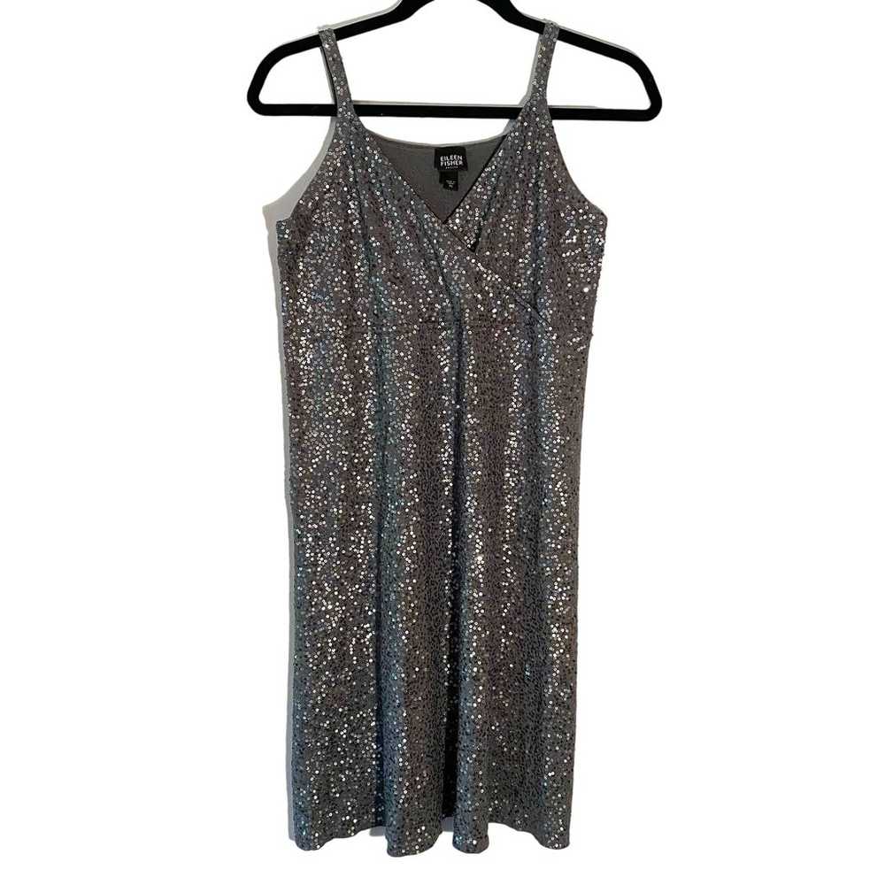 Eileen Fisher size Small Petite Gray Sequin Silk … - image 1