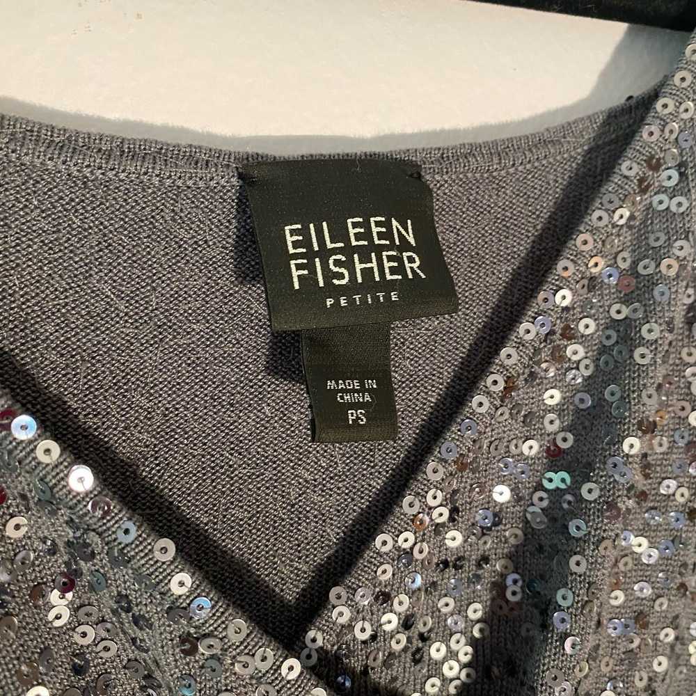 Eileen Fisher size Small Petite Gray Sequin Silk … - image 2