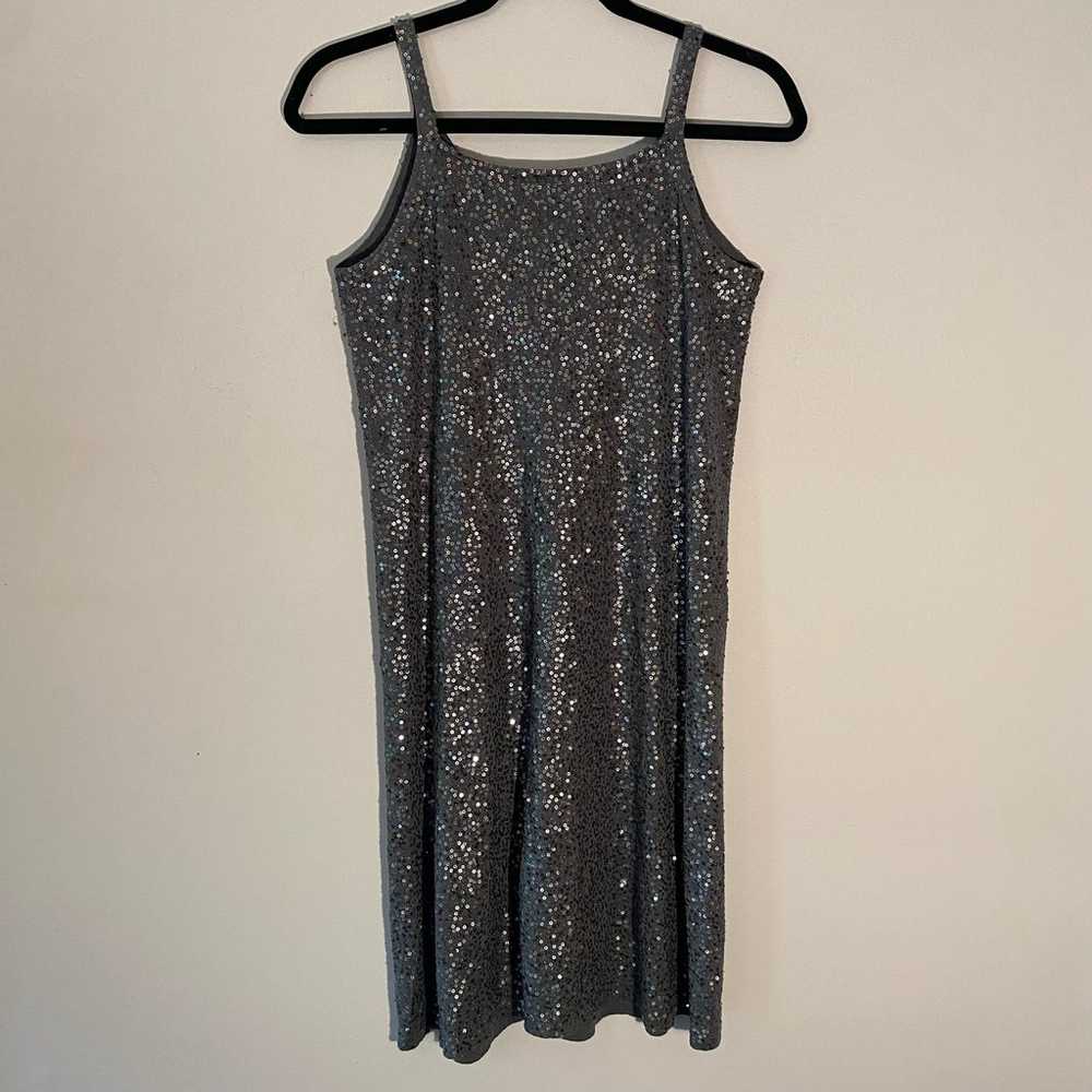 Eileen Fisher size Small Petite Gray Sequin Silk … - image 3