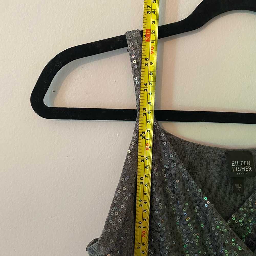 Eileen Fisher size Small Petite Gray Sequin Silk … - image 7