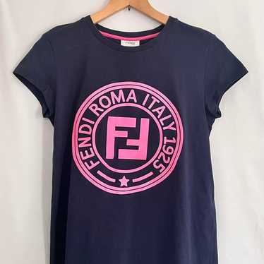 Fendi logo print t-shirt in navy 12+ - image 1