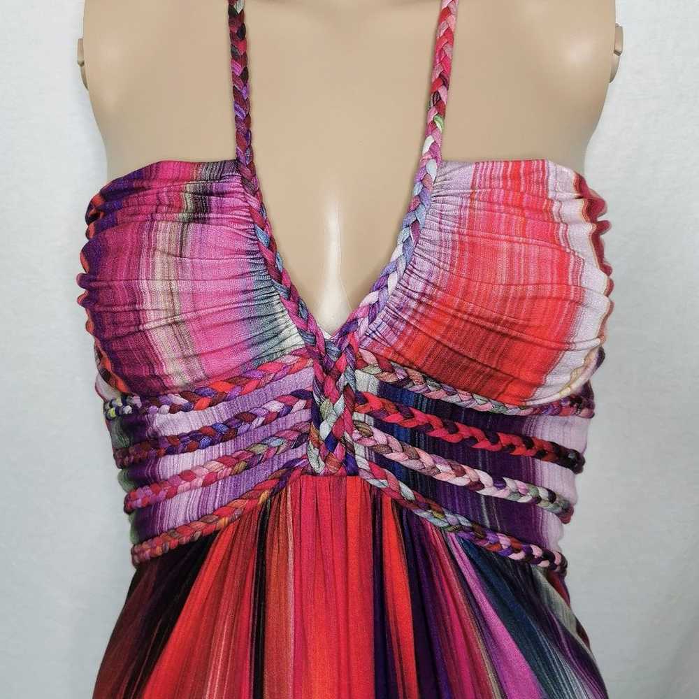 Sky "Jolima" Multicolor Halter Braided Bodice Max… - image 5