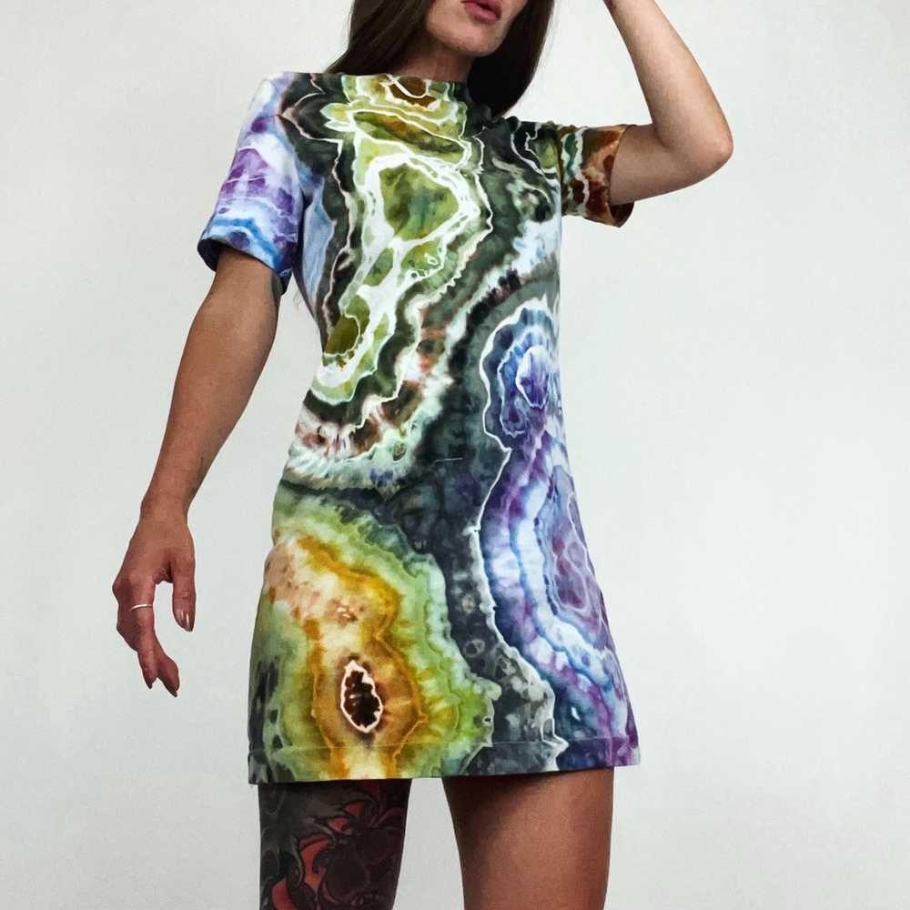 NEW Hand-Dyed Geode T-Shirt Dress | Size S - image 4