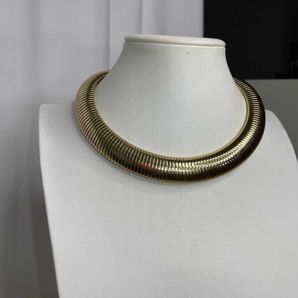 Chico's gold tone collar necklace signed costume … - image 2