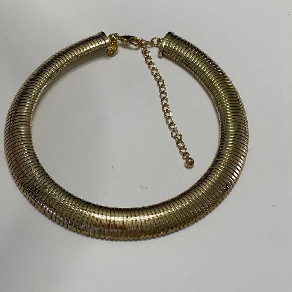 Chico's gold tone collar necklace signed costume … - image 3