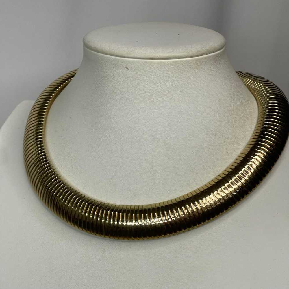 Chico's gold tone collar necklace signed costume … - image 6