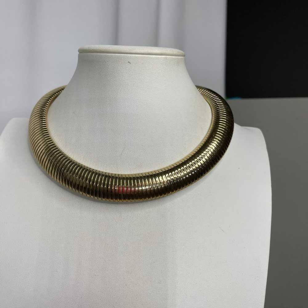 Chico's gold tone collar necklace signed costume … - image 7