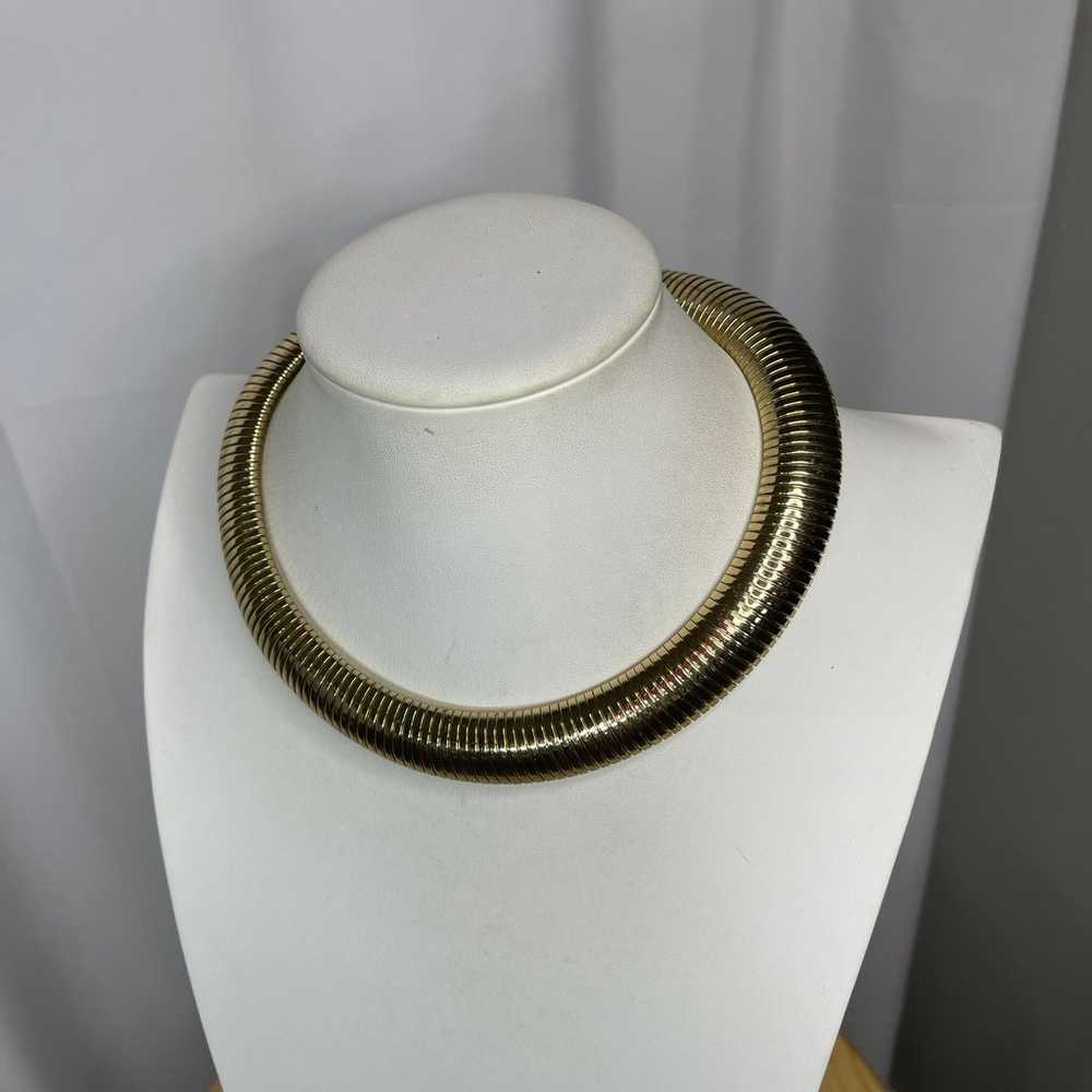 Chico's gold tone collar necklace signed costume … - image 8