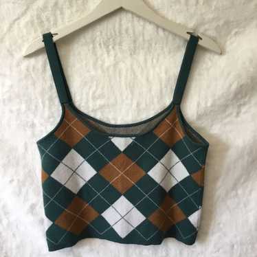 Other Willow & Wind Green and Tan Crop Tank