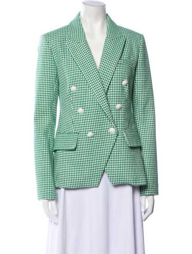 L'Agence Blazer Green Houndstooth Print Pointed C… - image 1