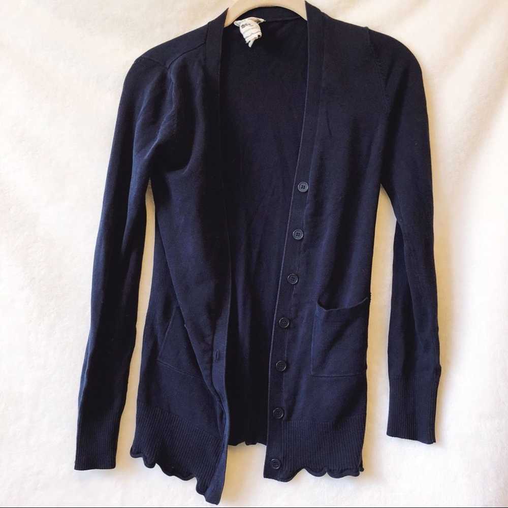 Other Pink Rose Navy Blue Long Sleeve Cardigan - image 1