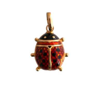 18K Gold Enameled Ladybug Charm - image 1