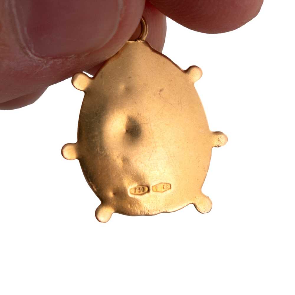 18K Gold Enameled Ladybug Charm - image 3