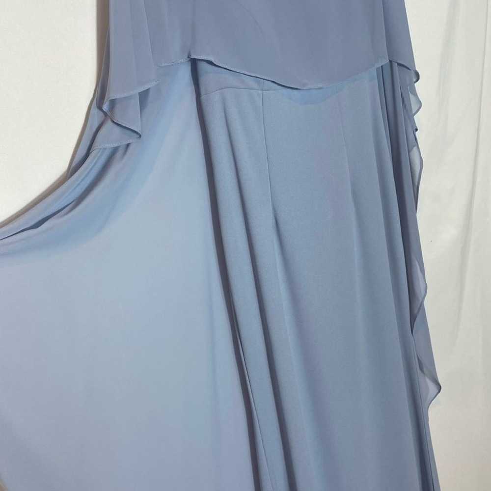 Dusty Blue Sheath Scoop Stretch Cape Dress - image 8