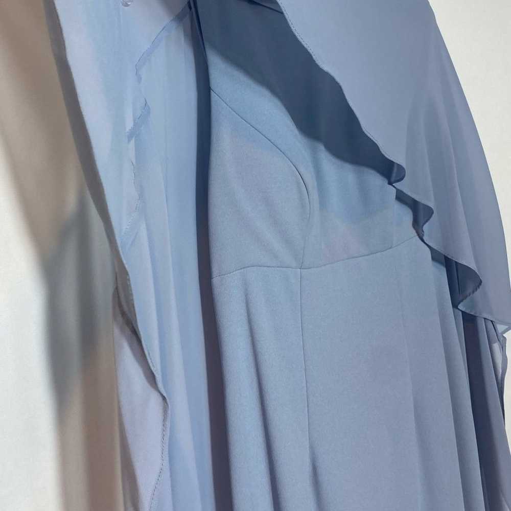 Dusty Blue Sheath Scoop Stretch Cape Dress - image 9