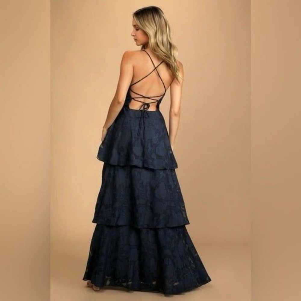 Lulus Loving Celebration Navy Blue Lace-Up Tiered… - image 8