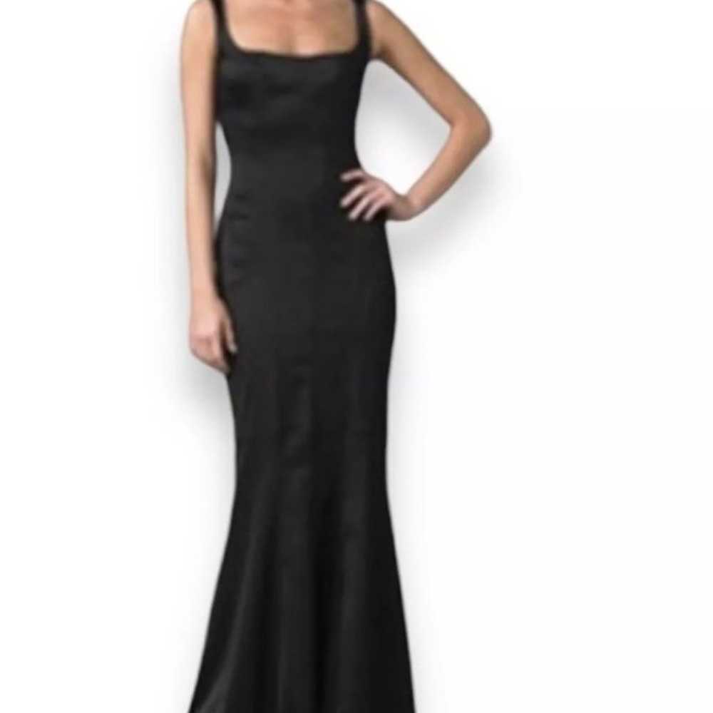 David Meister Black Satin Sleeveless Low Back Bod… - image 2