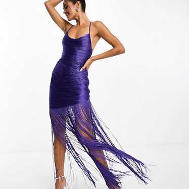 Asos purple fringe maxi dress