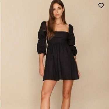 Reformation Michaela babydoll black long sleeve s… - image 1