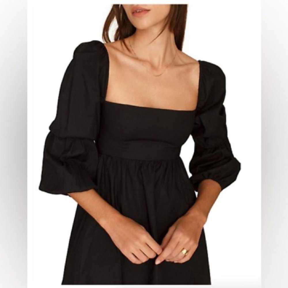 Reformation Michaela babydoll black long sleeve s… - image 3