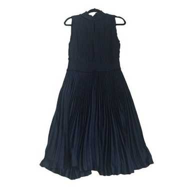 Nanette navy silk pleated dress - image 1