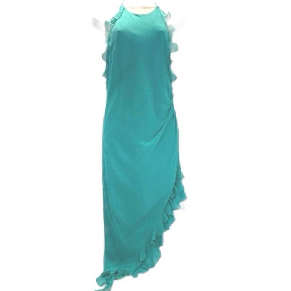 Amanda Uprichard Kalyn Halter Backless Dress Teal… - image 1