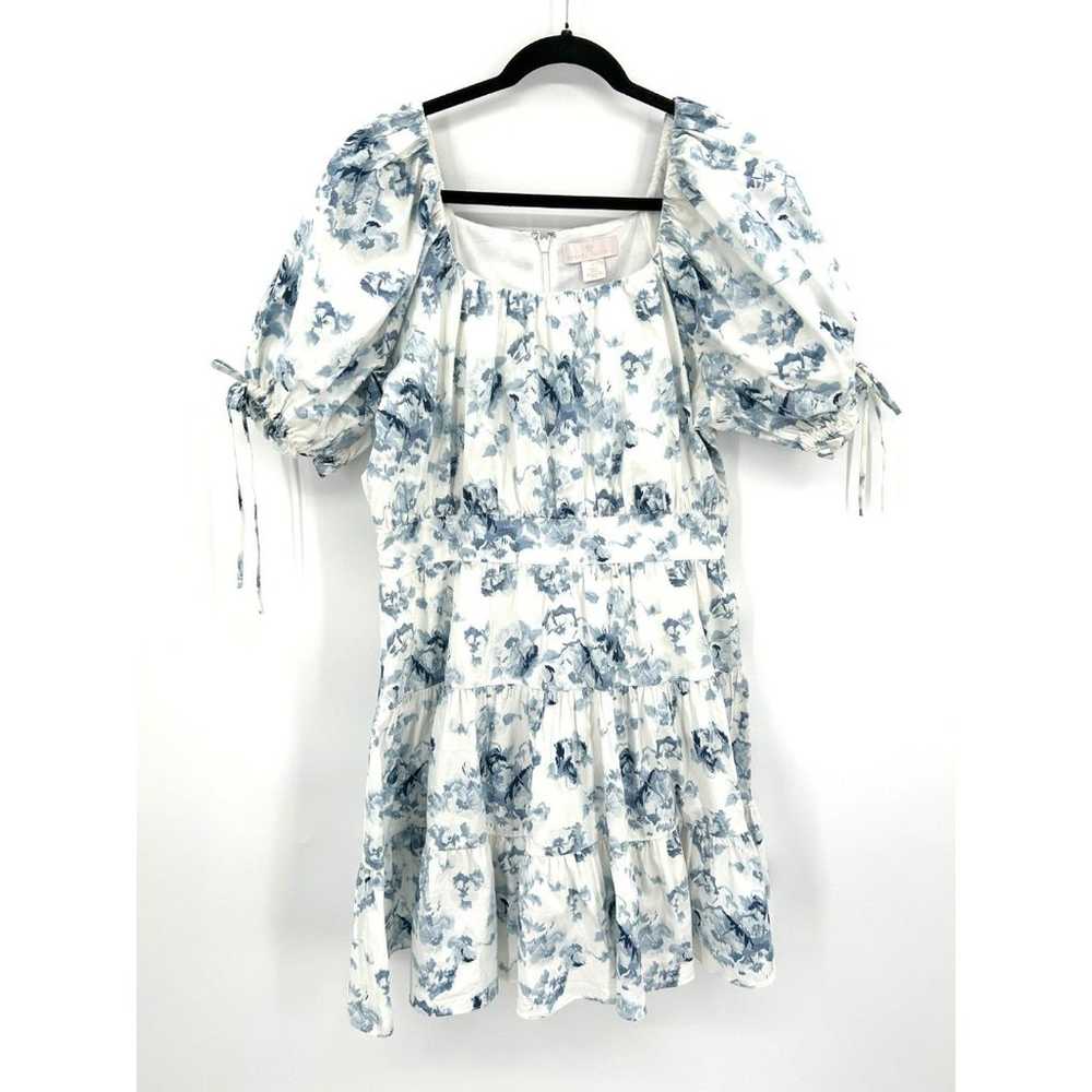 RACHEL PARCELL Blue White Floral Print Puff Sleev… - image 2