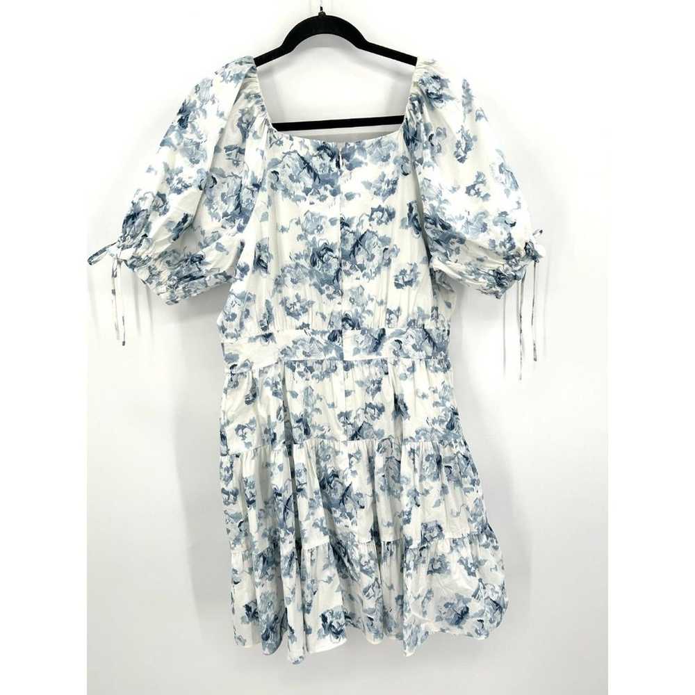 RACHEL PARCELL Blue White Floral Print Puff Sleev… - image 3