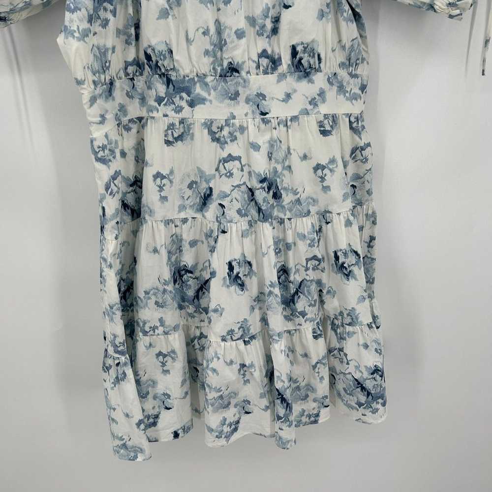 RACHEL PARCELL Blue White Floral Print Puff Sleev… - image 6