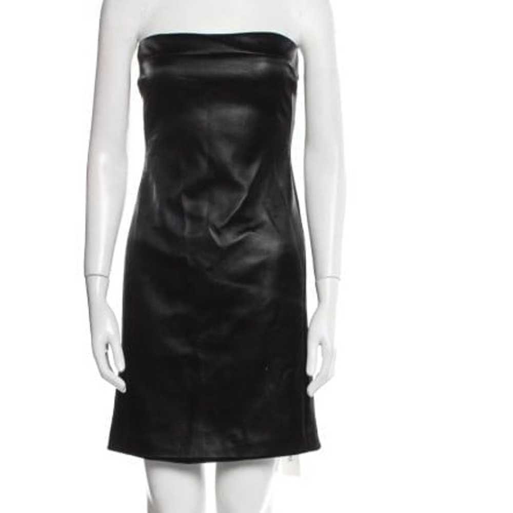 Alice and olivia faux leather black 12 dress - image 6