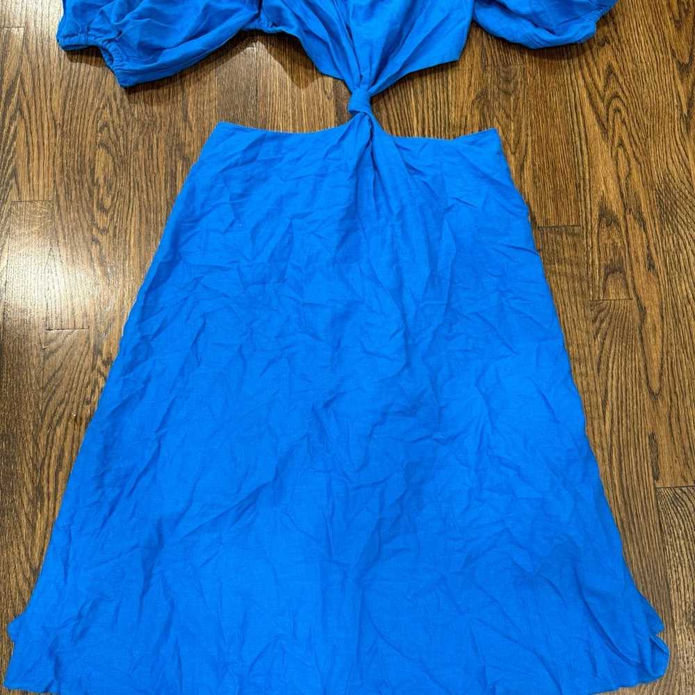 Farm Rio Blue Knot Midi Dress Large  EUC - image 2