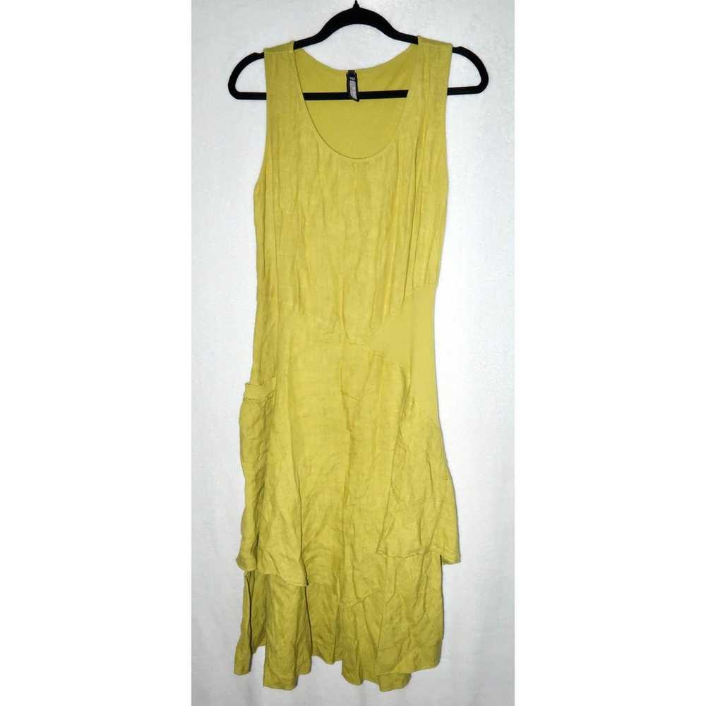 Inizio Flutter Italian Linen Dress Green Size Lar… - image 3