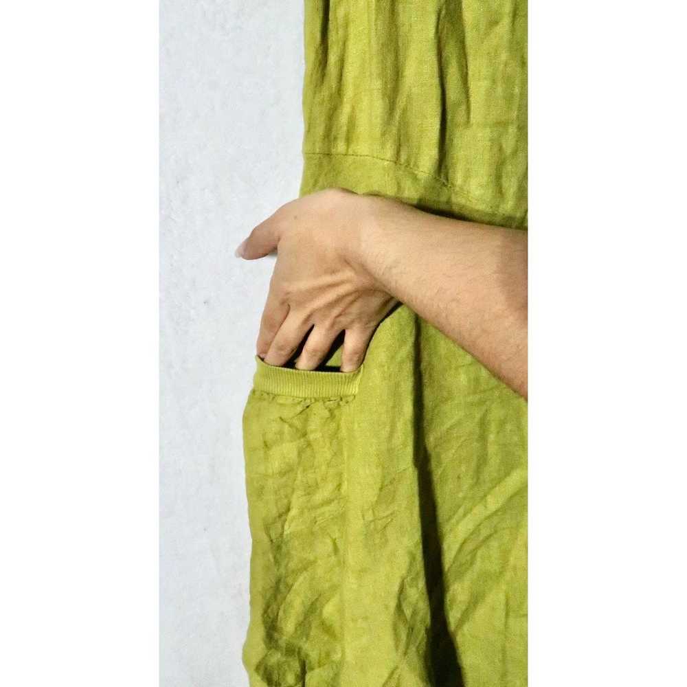 Inizio Flutter Italian Linen Dress Green Size Lar… - image 5