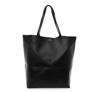 LOEWE Shiny Calfskin Large Puzzle Fold Tote Black - image 1