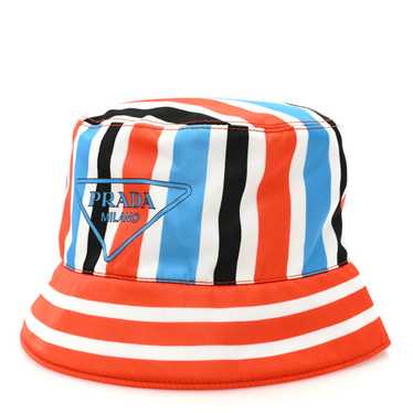 PRADA Re-Nylon Logo Striped Womens Bucket Hat L A… - image 1