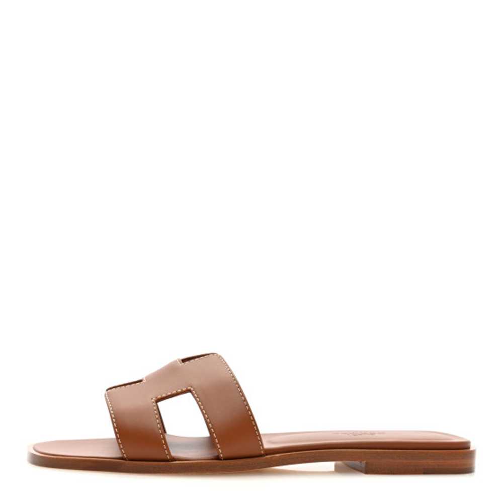 HERMES Box Calfskin Oran Sandals 37 Gold - image 1