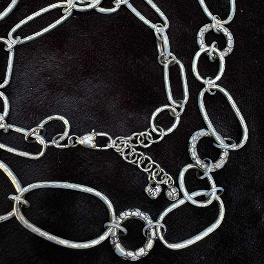 Brighton Pebble & Silver Oval Necklace Vintage - image 2