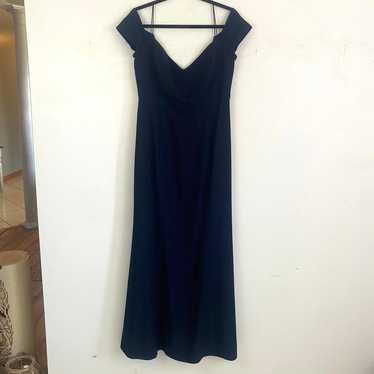 AMSALE navy cold shoulder maxi formal dress - image 1