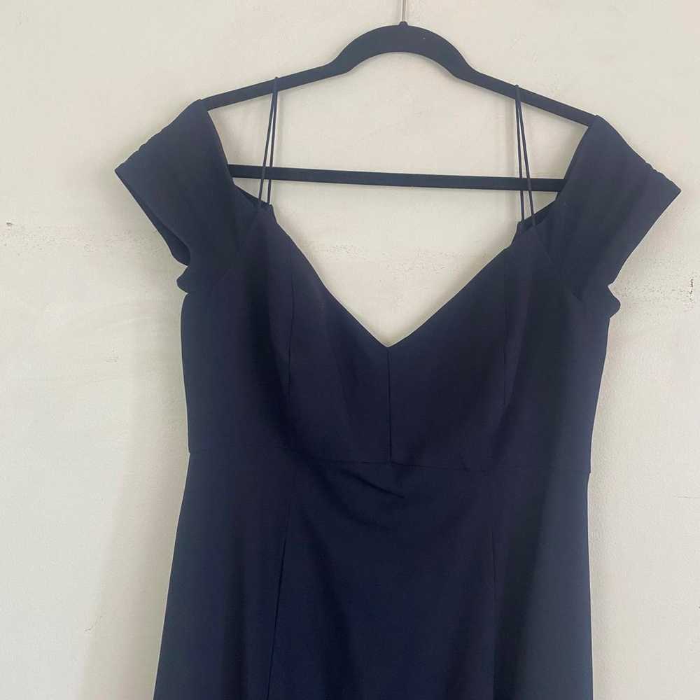 AMSALE navy cold shoulder maxi formal dress - image 2